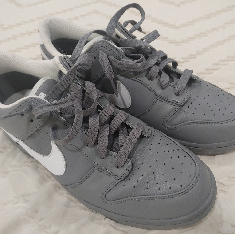 Nike ID Dunk Low Men's Size 12 Custom Sneakers Soft Gray Leather.